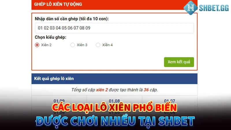 Cách Đánh Lô Xiên Với Tỷ Lệ Chiến Thắng 99,999% 3 Các loại lô xiên phổ biến được chơi nhiều tại Shbet